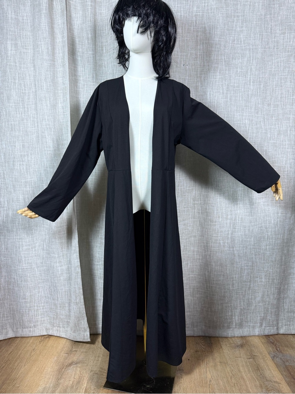 Women’s Black Long Open Robe kimono cardigan